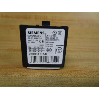 Siemens 3RH1911-1FA40 Auxiliary Contact 3RH19111FA40 - Used