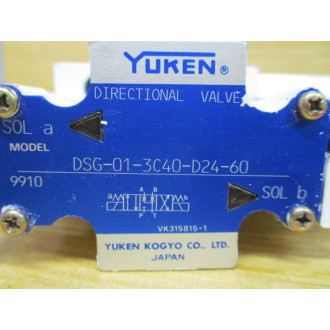 Yuken DSG-01-3C40-D24-60 Directional Valve DSG013C40D2460 - Used
