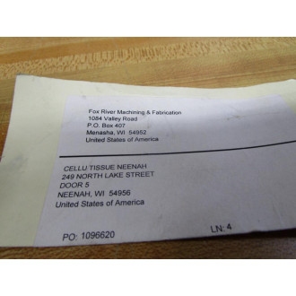 Fox River Machining & Fabrication LV-M-40007D Lug, Chain - New No Box