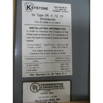 Keystone Type 13 Enclosure Box 4" x 6" x 3" - New No Box Keystone Type 13 Enclosure Box 4" x 6" x 3" - New No Box