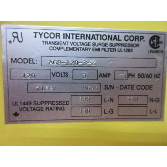 Tycor AGS-120-3-X Noise Filter AGS1203X - New No Box