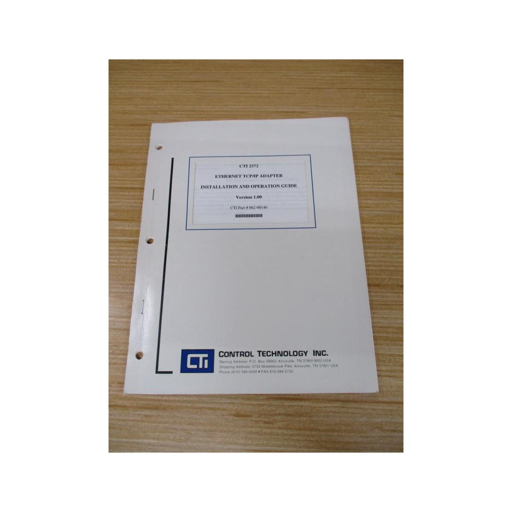 Control Technology 062-00146 CTI 2572 Installation & Operation Guide 06200146 - Used