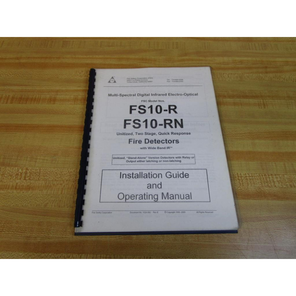 FSC 1526-002 Installation Guide & Operating Manual 1526002 - New No Box