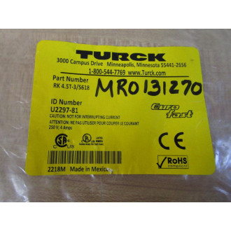 Turck RK 4.5T-3S618 Cordset U2297-81