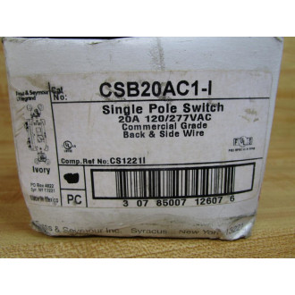 Pass & Seymour Legrand CSB20AC1-I Single Pole Switch CSB20AC1I (Pack of 8)