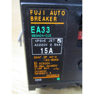 Fuji Electric EA33 Auto Circuit Breaker BB3AEA-015 Cracked Corner - Used