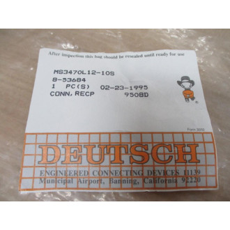 Deutsch MS3470L12-10S Circular Connector Receptacle MS3470L1210S