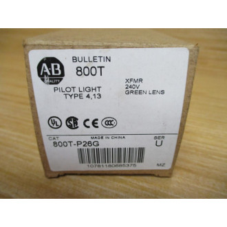 Allen Bradley 800T-P26G Pilot Light Unit 800TP26G W800T-N327 Series U