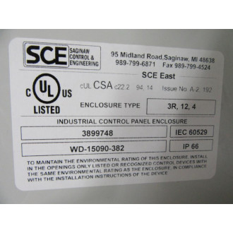 SCE WD-15090-382 Enclosure WD15090382