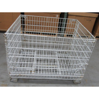 48" x 40" x 30-12" White Wire Folding Container Bin Gaylord (Pack of 3) - Used