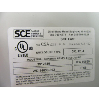 Saginaw Control & Engineering WD-14638-392 Enclosure WD14638392