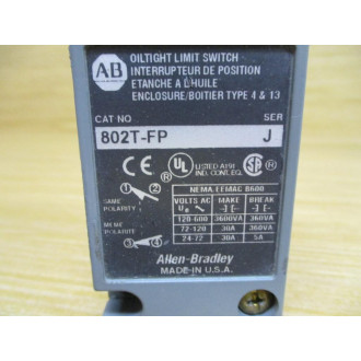 Allen Bradley 802T-FP Oiltight Limit Switch 802TFP W Operator - Used