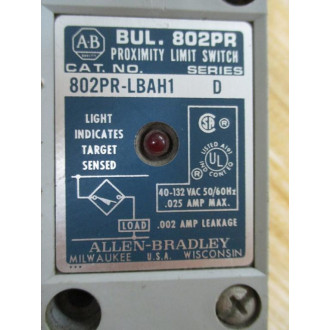 Allen Bradley 802PR-LBAH1 Inductive Proximity Sensor 802PRLBAH1 Ser. D - Used