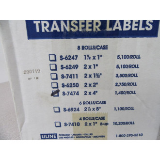 ULINE S-7474 Thermal Transfer Labels S7474 (Pack of 8)