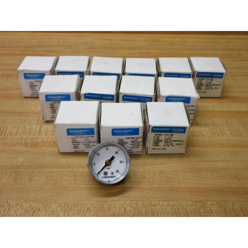 Ashcroft 15W 1005 H 01B 30 Pressure Gauge 15W 1005 H 01B 30 (Pack of 13)
