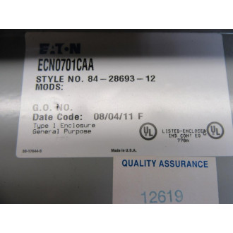 Cutler Hammer ECN0701CAA Eaton Non-Combination FVNR Starter W CPT - Used