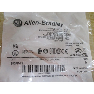 Allen Bradley 800FP-F6 Push Button 800FPF6 Ser. A