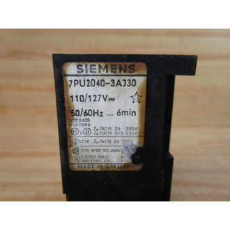 Siemens 7PU2040-3AJ30 Time Delay Relay 7PU20 6 Minute Delay - Used