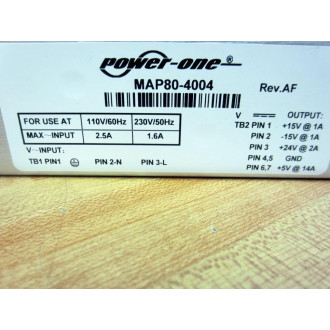 Power-One MAP80-4004 ACDC Power Supply Quad-Out MAP804004 - Used