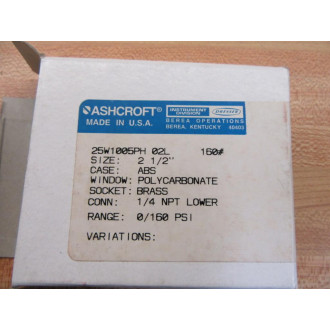 Ashcroft 25W1005PH 02L 2-12" Pressure Gauge 25W1005PH02L Ashcroft 25W1005PH 02L 2-12" Pressure Gauge 25W1005PH02L