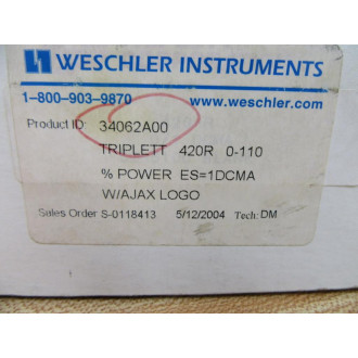 Weschler Instruments 34062A00 Triplett 420R 0-110