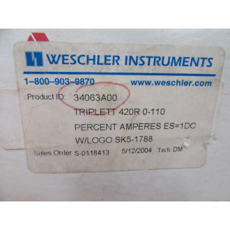 Weschler Instruments 34063A00 Triplett 420R 0-110