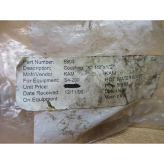 5803-12x12 K Coupling 5803 - New No Box