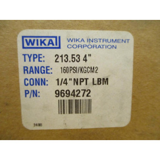 Wika 9694272 Pressure Gauge 213.53 4" Wika 9694272 Pressure Gauge 213.53 4"