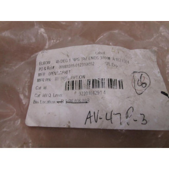 Open Market ASA 182 F304L 45° Elbow A 182 F304 - New No Box