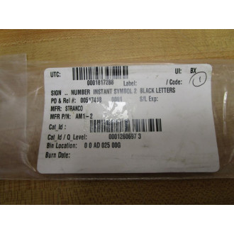 Stranco AM1-2 Number 2 Instant Symbol Labels AM12 (Pack of 25)
