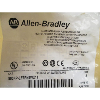 Allen Bradley 800FP-LF7PN3WX11 Illum. Push Button 800FPLF7PN3WX11