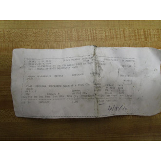 Defiance Automark PRA-8219-A De-Energizing Switch Asset 8420 - New No Box