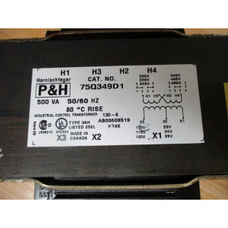 P&H 75Q349D1 Control Transformer Mounted - New No Box