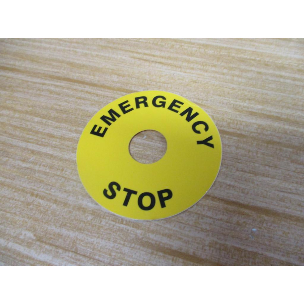 60MM Emergency Stop Label Yellow - New No Box