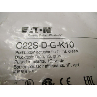 Eaton C22S-D-G-K10 Pushbutton Actuator C22SDGK10