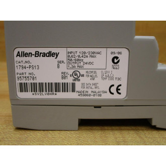 Allen Bradley 1794-PS13 Power Supply Module 1794PS13 Series B, REV B01 - Used