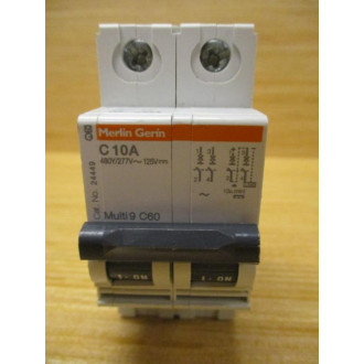 Merlin Gerin 24449 Square D Breaker 10A MG24449 Schneider W Din Clip - Used