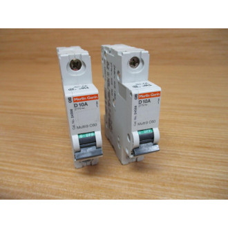 Merlin Gerin 24506 Square D Breaker 10A MG24506 Schneider WO DIN Clip (Pack of 2) - Used