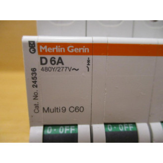 Merlin Gerin 24536 Square D Breaker 6A MG24536 Schneider WO DIN Clips - Used