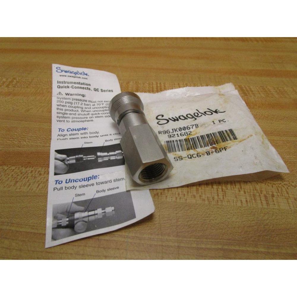 Swagelok SS-QC6-B-6PF Connector R9GJK0067B