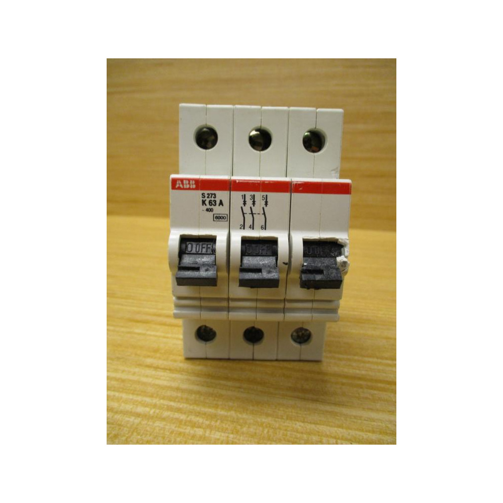 ABB S273 K63A 63A Circuit Breaker S273K63A Cracked 3 Pole - Used