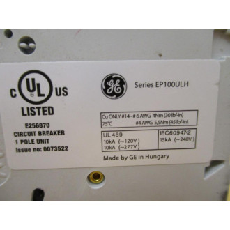 General Electric EP101ULH1-D3 GE D3 AMP Circuit Breaker 690316 - Used