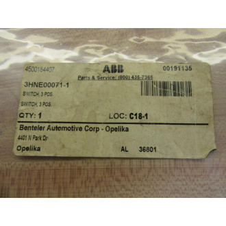 ABB 3HNE00071-1 Program Unit Switch 3HNE000711 - New No Box