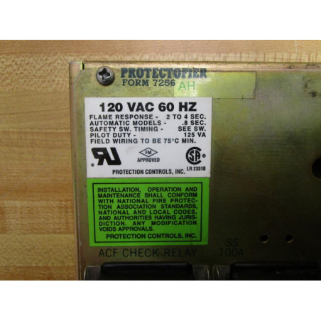 Module De Protection PROTECTION CONTROLS INC. #7256BE (Protec-to-Fier), 120VAC, 60Hz, Modèle S40 – OCCASION