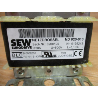 SEW Eurodrive ND-020-013 Line Reactor Transformer 8260125 - Used