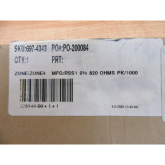 Nikko 820 Ohm Resistor 820Ohm RSS 1 (Pack of 1000)