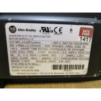 Allen Bradley MPL-A330P-SJ24AA Servo Motor MPLA330PSJ24AA - New No Box