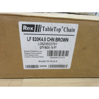 Rexnord LF820K4.5 Table Top Chain L0820603791 2'-10" And 4' Lengths