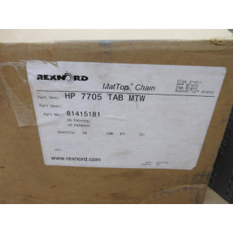 Rexnord 81415181 MatTop Chain HP-7705-TAB-MTW 10' Length