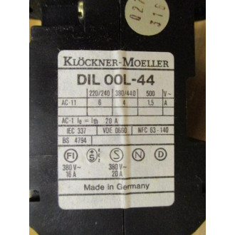 Klockner-Moeller DIL 00L-44 Contactor DIL00L44 - New No Box